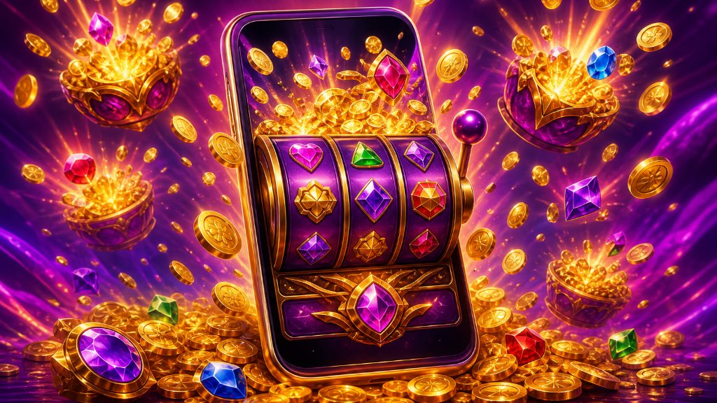 เกมสล็อตมือถือพร้อมเหรียญทองและอัญมณีแจ็กพอต